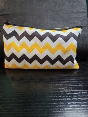 Feel Good Bag-Yellow & Black Chevron Zip Pouch